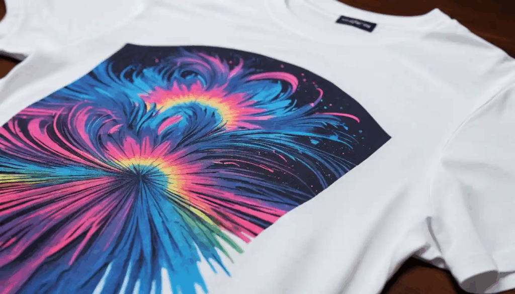 Kaos dengan sablon DTG full color yang detail dan menyatu dengan kain.